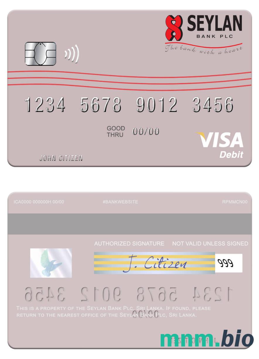 Sri Lanka Seylan Bank Plc visa debet karta przykład w formacie PSD